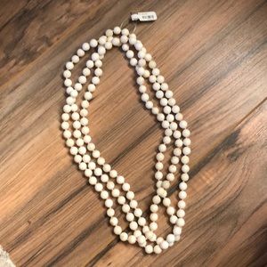 White Mother of Pearl beaded necklace Real Stones